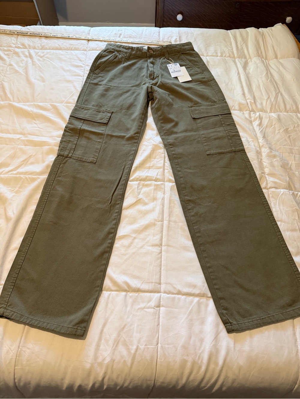 stradivarius Olive Green Straight Leg Cargo Pants